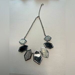 Vintage Erica Lyons Statement Necklace Silvertone, Black and Gray 13” Necklace